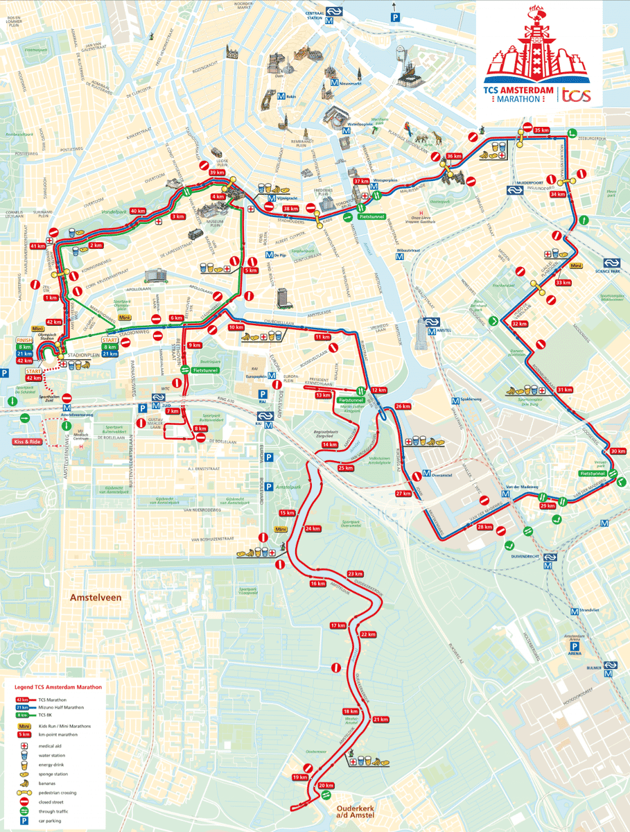 Amsterdam Marathon events route map