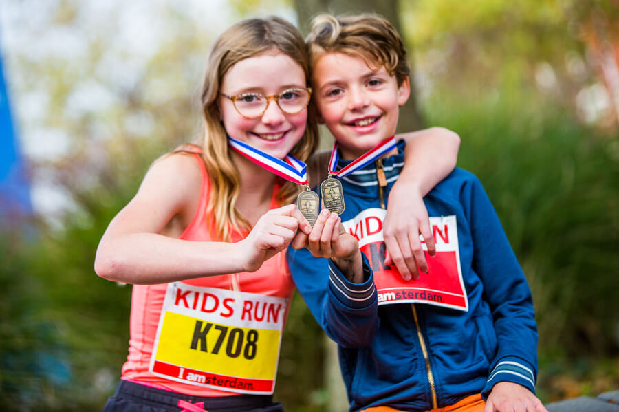 Kids run at the Amsterdam Marathon