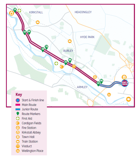 Leeds 10K route map