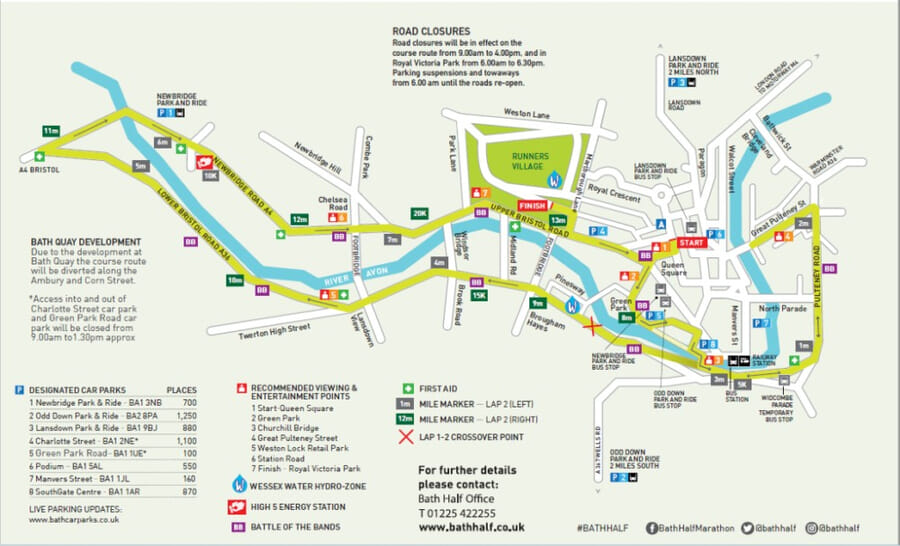 Bath Half Marathon route map