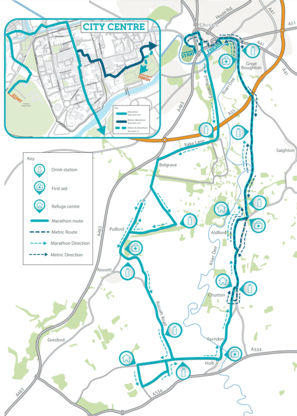 Chester Marathon route map