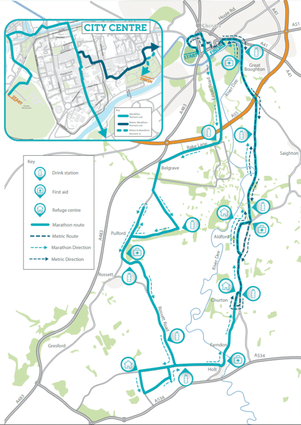 Chester Metric Marathon route map