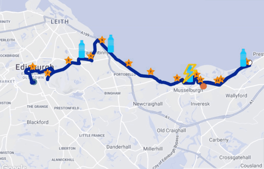 Edinburgh Marathon Festival Half Marathon route map