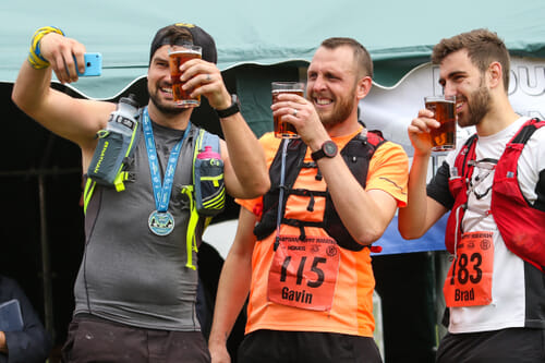 beer at the finish