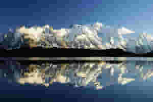 perfect reflection on the chesery lakes in front of the mont blanc massif 102