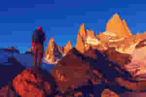 hiker at sunrise in el chalten national park 651