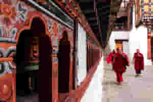 monks in paro bhutan 314