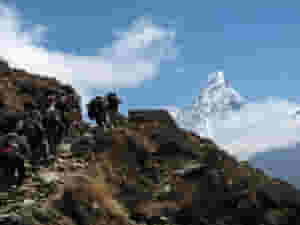 hikers in front of ama dablam 1206