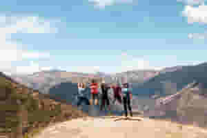 happy trekkers in the sacred valley cusco region 714