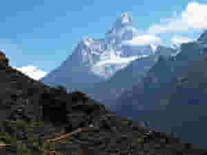 hikers with ama dablam in the background 1202