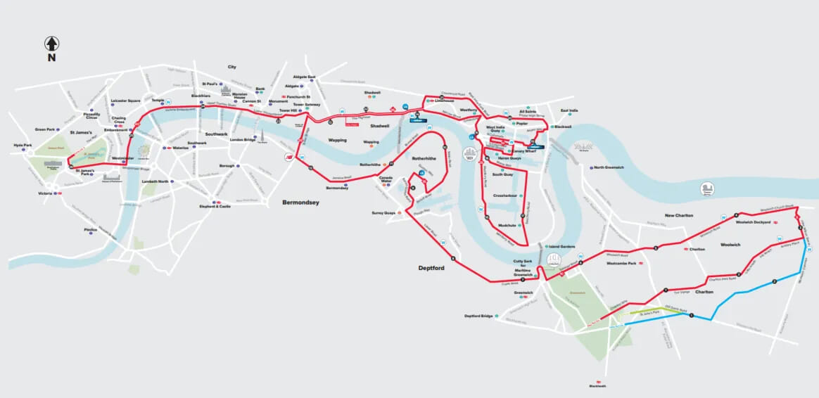 The route of the TCS London Marathon