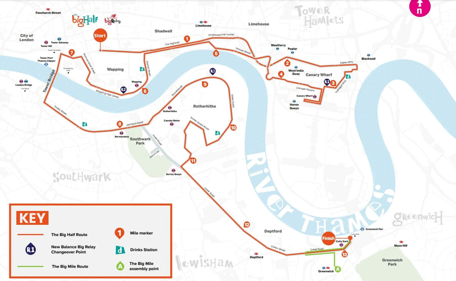 The Big Half route map