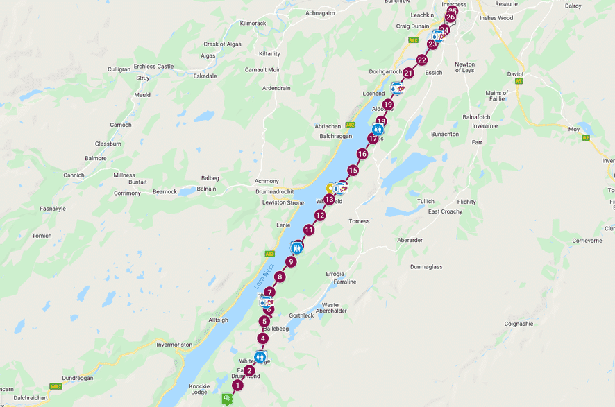 Loch Ness Marathon route map