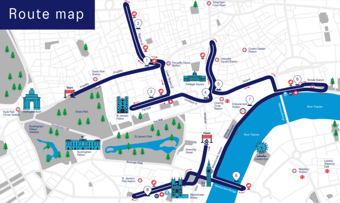 ASICS London 10K route map
