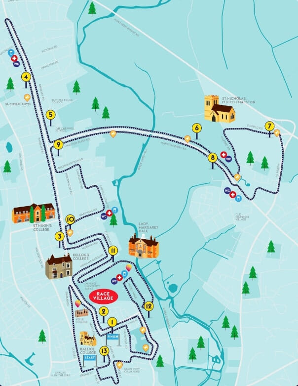 Oxford Half Marathon route map