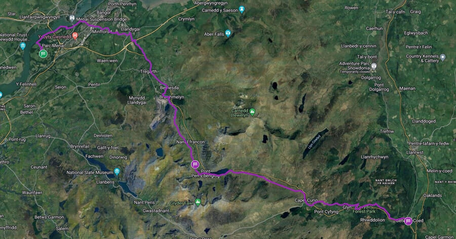 Mighty Hike Eryri route map