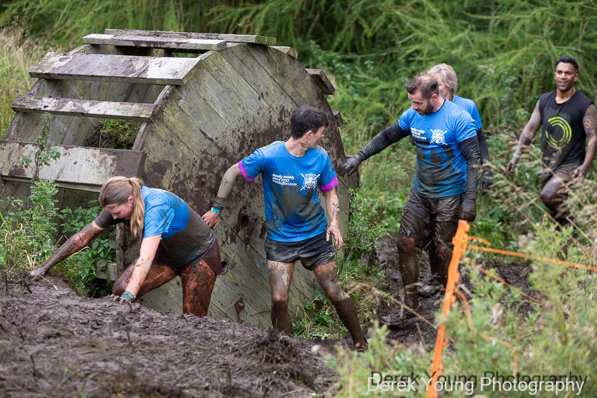 If you love mud and water but not monkey bars or big climbs, this one is for you. Fun elements include a massive ball pit, the famous MacTuff foam filled 'washing machine', a water slide and mud!