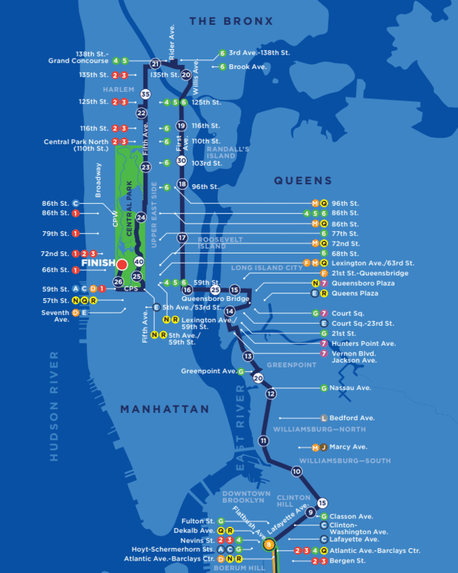 New York City Marathon route map