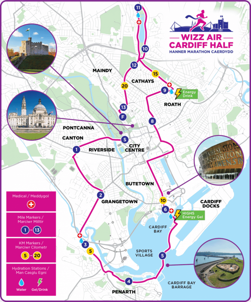 Cardiff Half Marathon route map