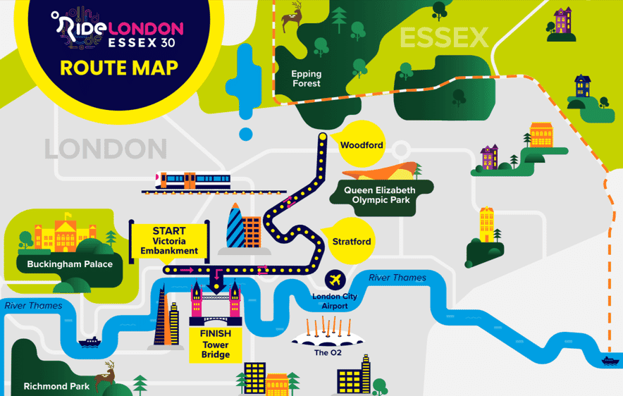 RideLondon-Essex 30 route map
