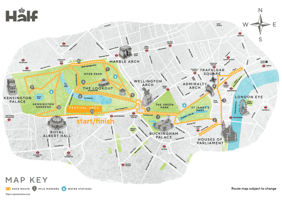 Royal Parks Half Marathon route map