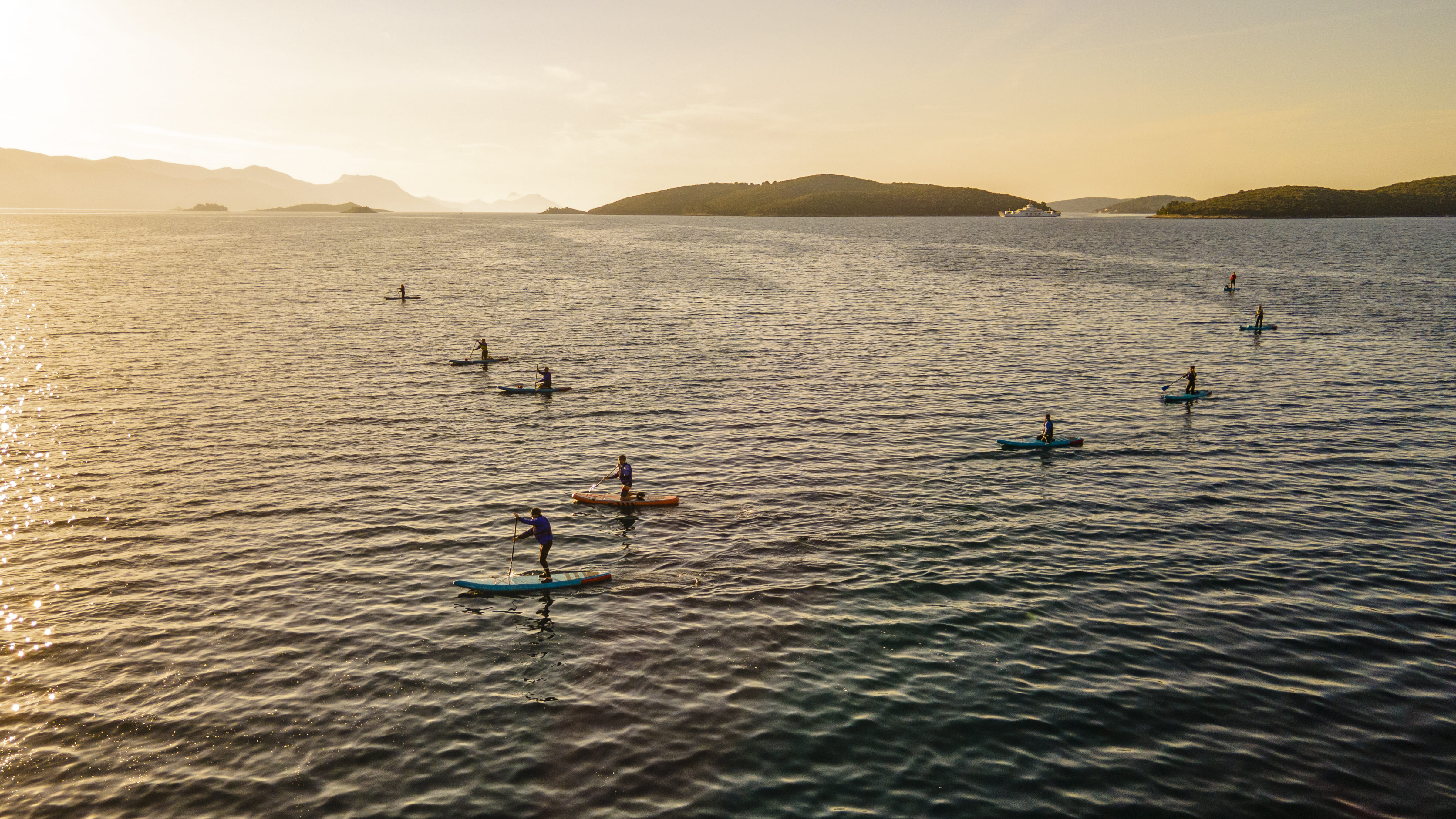 Paddleboarding at sunrise