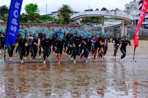 Start with a great sea swim in warm waters then on to the bikes for a closed road and flat bike leg. Finally there's a run with views of the sea. Torre Abbey Sands has excellent water quality.