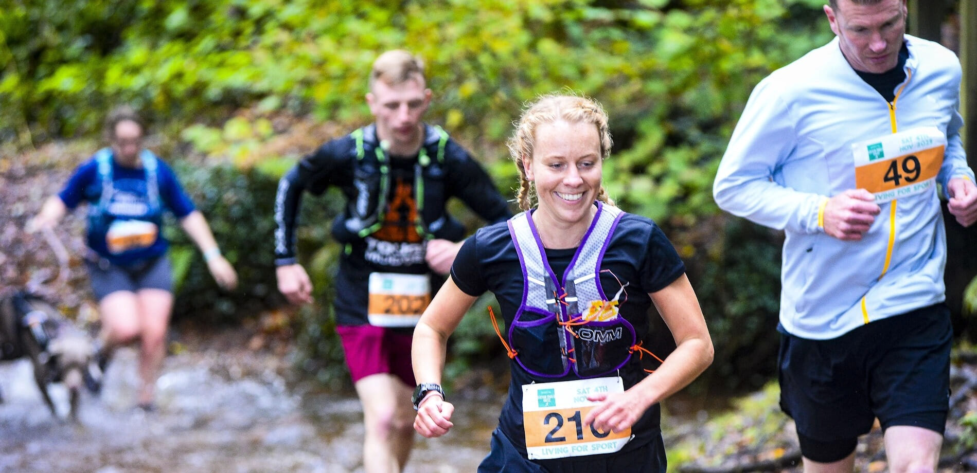 Off-road trail half marathon around the grounds of Escot Park with some tough little climbs along the way. Ideal for runners of all abilities with canicross category too. Medal for every finisher!