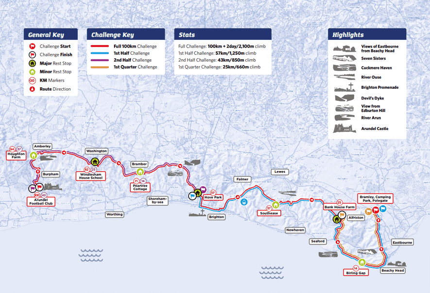 South Coast Challenge route map