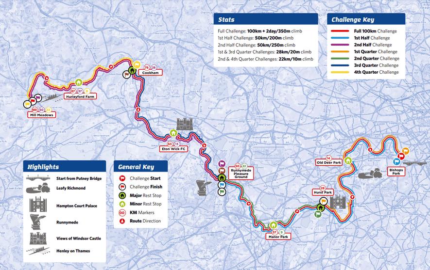 Thames Path Challenge route map