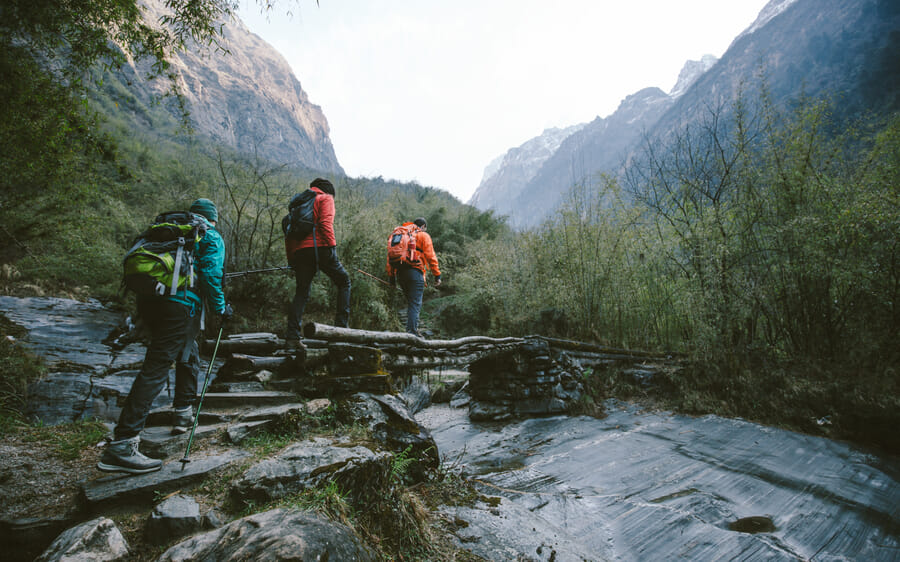 Trekking with bags