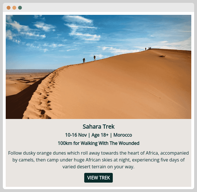WWTW Trek Sahara newsletter feature