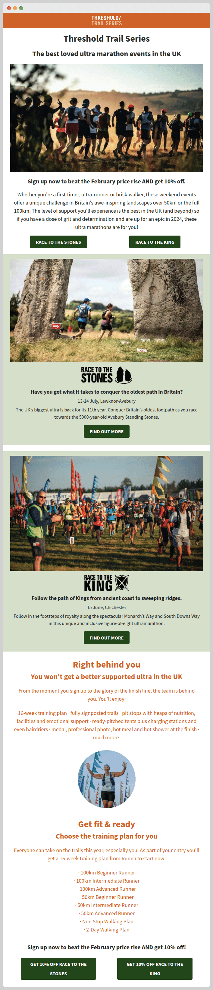 Threshold email campaign