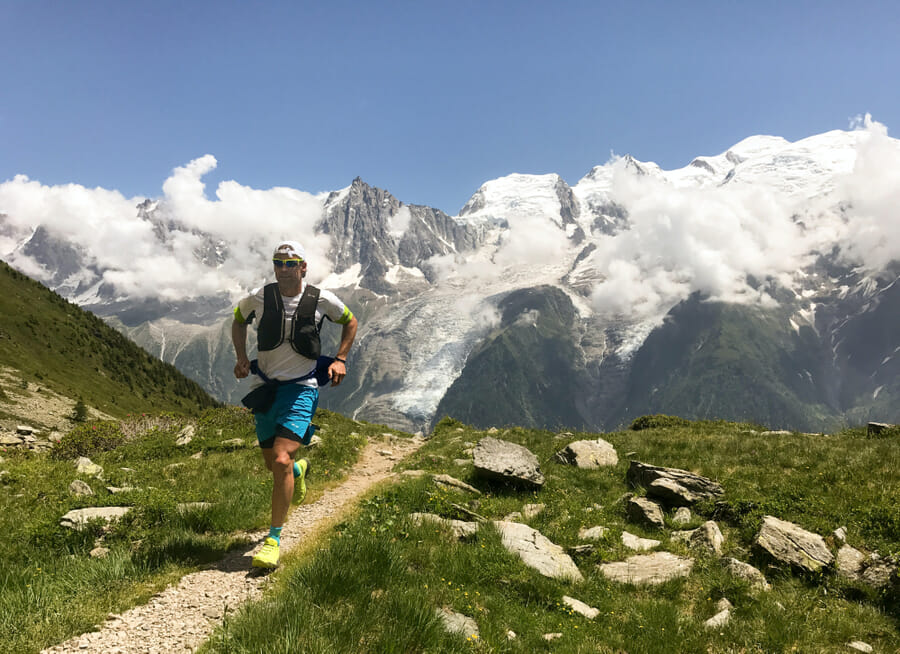 A trail runner in the mountains