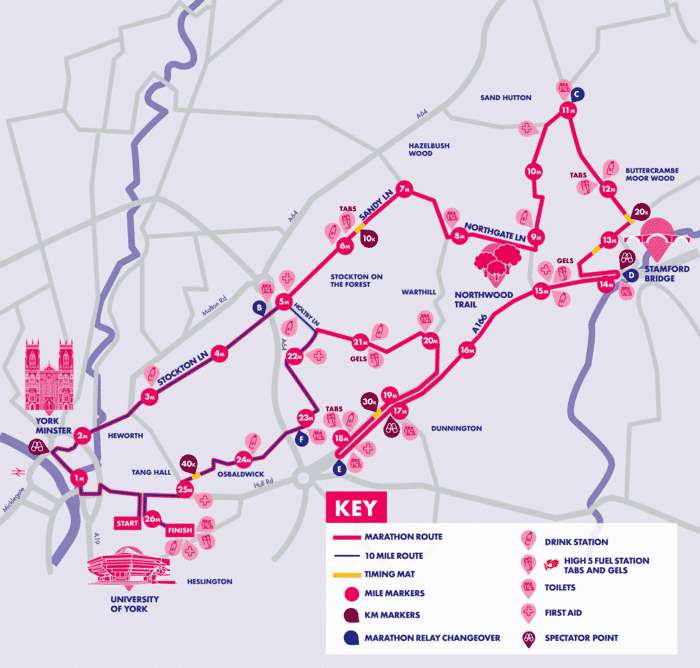 Yorkshire Marathon route map